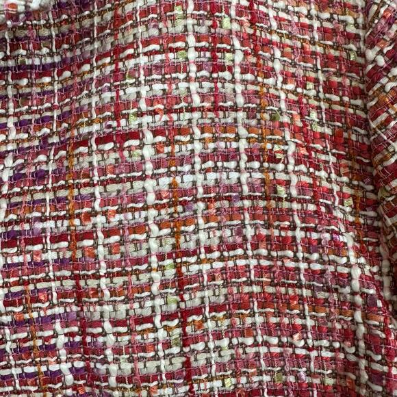 Women's NWT Alfred Dunner Pink Red Tweed Open Front Blazer Jacket Lined Size 20 - Picture 4 of 8